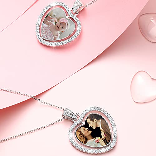 Hicarer 24 Pcs Rhinestone Pendant Trays Set Including 8 Heart Shape Double Sided Blank Pendant Charms with 16 Glass Domes Blank Discs Necklaces Halloween Jewelry Making - color: Silver