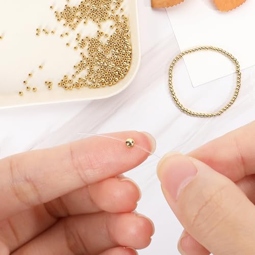 400 Pcs Mix 18K Gold Filled Spacer Beads (2/3/4/5/6mm, 5 Size) for Jewelry Making, DIY Bracelet, Necklace, Earring, Bulk Supply - size: Mix-400pcs