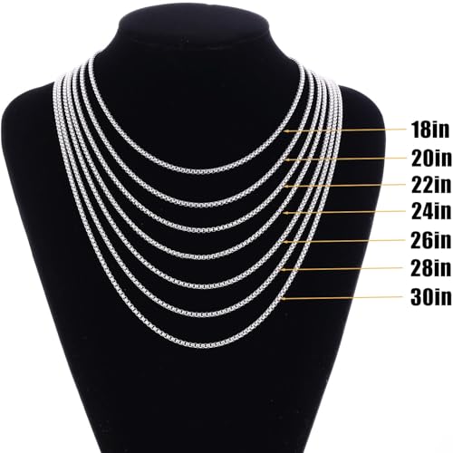 Fiusem Pendant Necklace for Men, Silver Tone/14k Gold Plated/Black Mens Pendant Necklaces with 2.5 mm Box Chain, Stainless Steel Bar Chain, 18-28 Inches - color: silver, size: 22 Inches, style: Pierced Rectangle