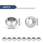 UNICRAFTALE 60pcs Rondelle Spacer Beads Stainless Steel Loose Beads 6mm Hole Spacer Beads Smooth Surface Beads Finding for DIY Bracelet Necklace Jewelry Making Craft - size: 10mm