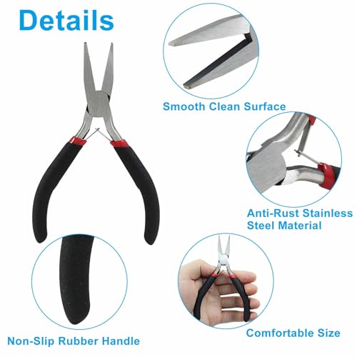 13cm/5.12" Flat Nose Pliers for Jewelry Making, Smooth Jaw Pliers, Wire Wrapping, Bending, Opening Jump Rings, Clamping, Cutting - style: Flat Nose Pliers