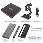 Mini Electric Drill Pen with Benchtop Press, 5-Speed, 10 Small Drill Bits with Aluminium Box, LED Lights, OLED Display, Resin Drill Set For Jewelry Making, Plastic, Wood (SDS ULTRA PLUS) - style: SDS ULTRA PLUS