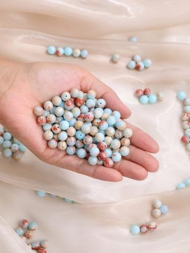 Jovivi 96pcs 8mm Blue Imperial Jasper Round Stone Beads for Jewelry Making - color: Blue Imperial Jasper