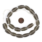The Bead Chest Groundhog Grey Faceted Cylinder Java Recycled Glass Beads (20x12mm) - color: Groundhog Grey