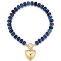 GZQ Chunky Gold Heart Necklace for Women, Resin Beaded Chain with Puff Heart Adjustable Clasp, Perfect for Daily Wear Party Date Streetwear Outfits Fashion Jewelry Gift - color: Blue