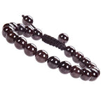 MASSIVE BEADS Natural Healing Power Gemstone Crystal Beads Unisex Adjustable Macrame Bracelets - color: Garnet, size: 8mm