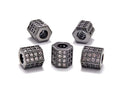 AD Beads Zircon Pave Rhinestones Big Hole Hexagon Spacer Beads 7x8mm 5Pcs Clear on Gunmetal - color: 5 Pcs Clear on Gunmetal Hexagon (7x8mm)
