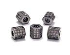 AD Beads Zircon Pave Rhinestones Big Hole Hexagon Spacer Beads 7x8mm 5Pcs Clear on Gunmetal - color: 5 Pcs Clear on Gunmetal Hexagon (7x8mm)