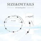 HPQQ Anklet Bracelet for Women 925 Sterling Silver Natural Stone Chain Bead Ankle Bracelet Beach Summer Fine Jewelry Mothers Day Birthday Gifts for Women Mom Wife - color: Anklet-9"-11"-Black Onyx