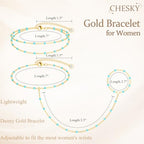 CHESKY 14K Gold Plated Hand Chain Bracelets for Women Set - Dainty Finger Ring Bracelet Stack Adjustable Hand Chains Durable Beaded Bracelets Trendy Simple Body Jewelry Gift for Women - style: 3color bracelet-gd