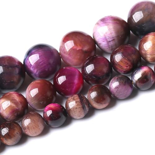 Natural Starry Sky Rose Pink Tiger Eyesr Stone Beads for Jewelry Making DIY Bracelet Necklace Jewelry Making 1 Strand 15.5inch 31PCS 12MM - color: Starry sky rose pink tiger eyes, size: 12mm