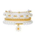 RISHEGAE Heishi Beaded Stretch Bracelets for Women Stackable Polymer Clay Beads Bracelets Friendship Boho Summer Beach Bracelet Jewelry Set - color: B-White Daisy 1