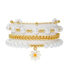 RISHEGAE Heishi Beaded Stretch Bracelets for Women Stackable Polymer Clay Beads Bracelets Friendship Boho Summer Beach Bracelet Jewelry Set - color: B-White Daisy 1