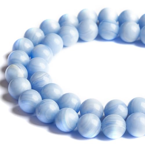 100pcs 8mm Blue Lace Agate Beads Natural Gemstone Beads Round Loose Beads for Jewelry and Bracelets Making - color: Blue Lace Agate, size: 8mm