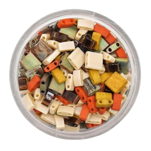Mack and Rex Tila Bead Mixes (Harvest) – Full Tila Beads, Half Tila Beads – Colors Include Olive Metallic, Mustard, Cream Tila, Burnt Orange, Picasso, and Rootbeer Half Tila - color: Harvest, size: 10 Gram Bag