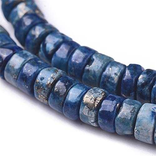 Craftdady 354pcs Heishi Coin Natural African Pyrite Gemstone Beads Flat Round Disc Energy Healing Crystal Stone Loose Beads 4mm for Jewelry Bracelet Necklace Earring, Blue - color: African Pyrite, Blue, size: 4mm