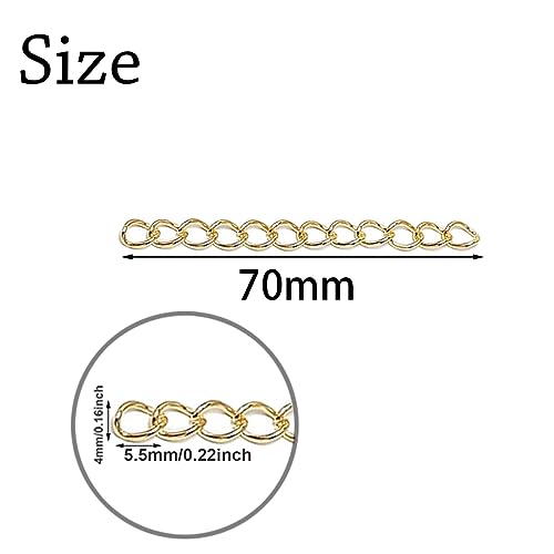 Mulutoo 200 Pcs Chain Extender for Jewelry Making, Bracelet & Necklace Extension Chain, Silver & Gold, 70mm x 4mm - color: Gold and Silver, size: 70mmx4mm