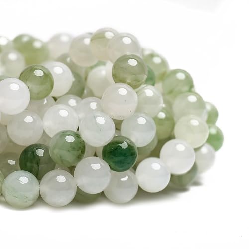 70PCS Natural 8MM Healing Gemstone, Iceberg Jade Energy Stone Round Loose Beads, Semi-Precious Crystal Beads with Free Elastic String for Jewelry Making DIY - color: Iceberg Jade, size: 8MM
