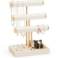 Abiglifty 3 Tier Necklace Holder Display, Jewelry Organizer, Jewelry Stand, Bracelet Display, Necklace Organizer, Bracelet holder, Jewelry Display for Necklace, Watches, Rings, Beige - color: Beige