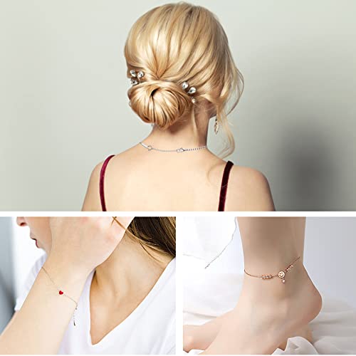 Necklace Extender, 4Pcs 925 Sterling Silver Necklace Extenders Chain Bracelet Anklet Extension for Women Multiple Necklaces Jewelry (1”, 2”, 3”, 4”) - color: Silvery