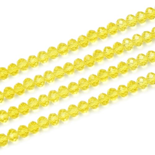 500pcs Czech Faceted Rondelle Crystal Glass Loose Beads 4mm Small Tiny Spacer Bulk Light Topaz for DIY Craft Jewelry Making CCR409 - color: Light Topaz, size: 4mm (0.16") - 500pcs