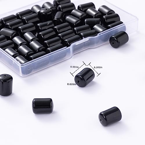 Natural Black Agate Cylinder Tube Beads 10x14mm 38cm/str Loose Semi Gemstone Stone Beads for Making Bracelets Necklace - color: Black Agate