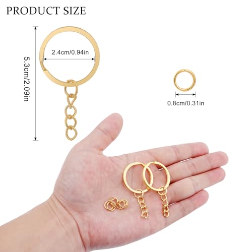 10Pcs Keychain Key Ring with Chain Bulk Split Key Chain,1.1 Inch Key Chains Parts with Open Jump Ring Connector for Jewelry Making Crafts (Gold) - color: 10Pcs Gold