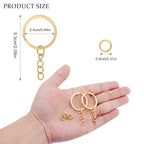 50Pcs Keychain Key Ring with Chain Bulk Split Key Chain，1.1 Inch Key Chains Parts with Open Jump Ring Connector for Jewelry Making Crafts (Gold) - color: 50Pcs Gold
