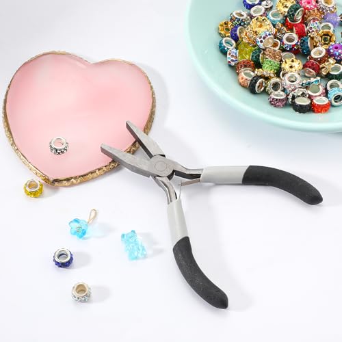 Flat Nose Pliers Jewelry Pliers 5 Inch Mini Wire Cutters Smooth Jaw Plier for Bending Straightening Ring Opening