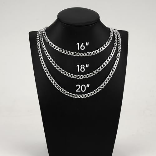 Stainless Steel Jewelry Maing Chains Miami Curb Cuban Chain for Jewelry Making Fashion Necklace Bulk (10pcs,20inch) - color: Steel 20", size: 1.4mm