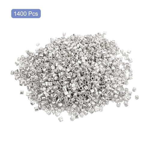 uxcell 1400Pcs Glass Bugle Beads, 1.5x1.5mm Tube Mini Loose Glass Seed Spacer Bead for DIY Earrings Necklaces Bracelets Jewelry Making (Electroplating Silver) - color: Electroplating Silver, size: 1.5x1.5mm
