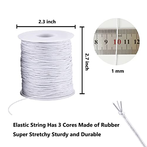 Elastic Cord for Bracelets, 1 mm 330 Feet Durable Bracelet String, Stretch Elastic String for Jewelry Making, Necklaces and Beading White - size: White