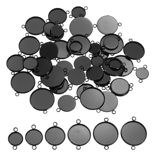 PATIKIL Pendant Trays for Jewelry Making, Blank Pendants Iron Double-hanging Bezel Settings Flat Base for Necklace Bracelet Charm - color: Black Tone