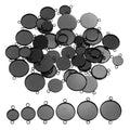 PATIKIL Pendant Trays for Jewelry Making, Blank Pendants Iron Double-hanging Bezel Settings Flat Base for Necklace Bracelet Charm - color: Black Tone