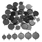 PATIKIL Pendant Trays for Jewelry Making, Blank Pendants Iron Double-hanging Bezel Settings Flat Base for Necklace Bracelet Charm - color: Black Tone