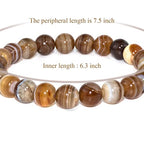 8mm Natural Gemstone Stretch Bracelet, Handmade Unisex Crystal Bracelets for Meditation, Yoga, Spiritual Healing & Positive Energy - color: Botswana Agate