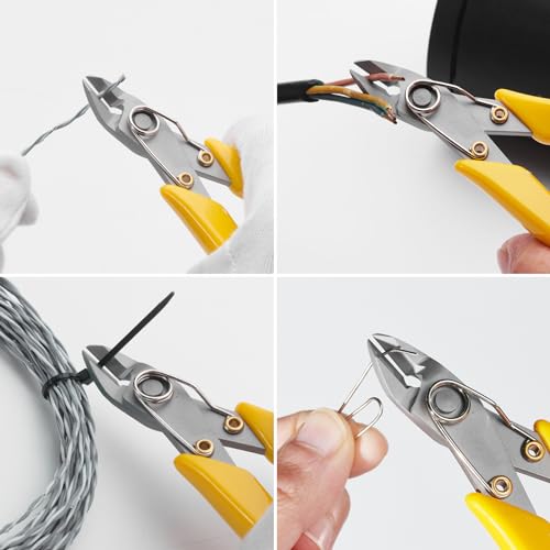 KATA 5.5 Inch Stainless Steel Wire Cutter Micro Flush Cutters, Precision Side Cutter Plier Sprue Cutting Snip for Electronics, Jewelry Making, Metal Wire Cutter, Crafting - color: 5.5 Inch
