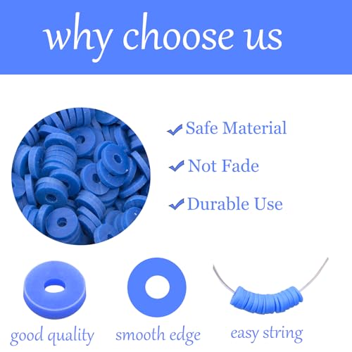 Blue Clay Beads(6mm,4300 pcs) Clay Beads for Bracelet Making Kit, Flat Round Polymer Spacer Heishi Beads for Jewelry Necklace
