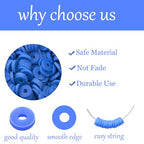 Blue Clay Beads(6mm,4300 pcs) Clay Beads for Bracelet Making Kit, Flat Round Polymer Spacer Heishi Beads for Jewelry Necklace