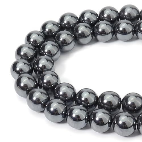 HAAMIIQII 45pcs 8mm Natural Black Hematite Stone Beads Round Loose Gemstone Beads for Jewelry Making Strand 15 Inch - color: Black Hematite, size: 8mm 45pcs