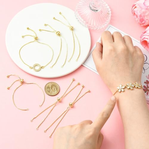 DanLingJewelry 20pcs Adjustable Slider Bracelet Slider Extender Chains with Ball Ends for Jewelry Making DIY 8 Inches(220mm) G - color: StyleⅡ-20 pcs-Golden