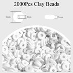 2000pcs White Clay Beads for Bracelets Making, Flat Round Polymer Clay Beads 6mm Spacer Heishi Beads for Jewelry Making Earring Bracelets Necklace - color: White 19