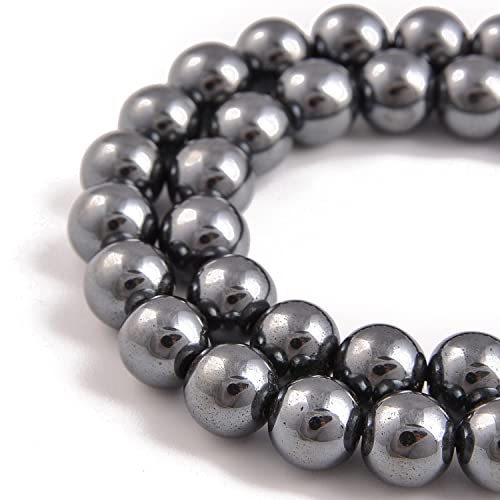 36pcs 10mm Natural Black Hematite Gemstone Round Spacer Loose Stone Beads for Jewelry Making 15.5" 1 Strand (Black Hematite, 10mm 36Beads) - color: Black Hematite, size: 10mm 36Beads
