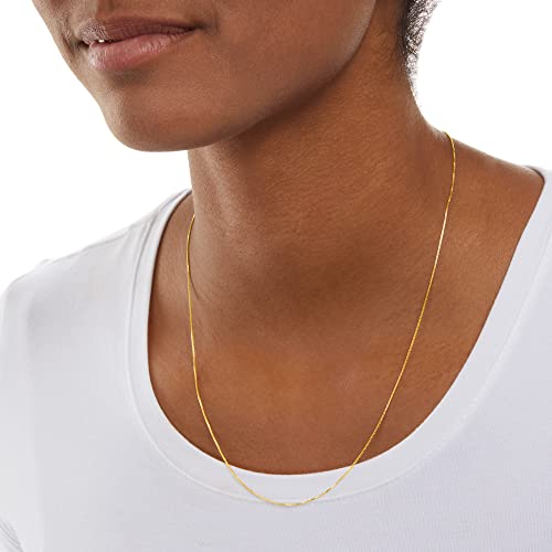 Amazon Essentials Sterling Yellow Gold or Silver Thin 0.8mm Box Chain Necklace - color: Yellow Gold, size: 20"