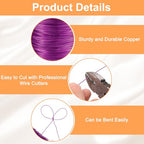 HARFINGTON Wire 203ft Length 24 Gauge Copper Craft Jewelry Wrapping Wire Tarnish Resistant Beading for Jewelry Making Supplies Crafting, Red-Purple - color: Red-Purple