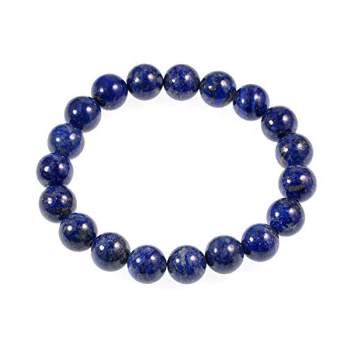 AD Beads Natural Gemstone Round Beads Stretch Bracelet Healing Reiki 10mm (Lapis) - color: Lapis