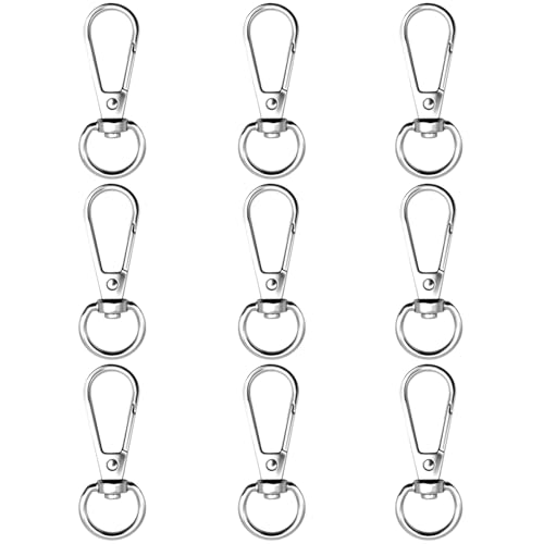 12pcs Swivel Push Gate Snap Hooks Clasps for DIY Crafts Keychain Clip Purse Handbag Making Accessories (Silver,Large(46mm)) - color: Silver, size: Large(46mm)