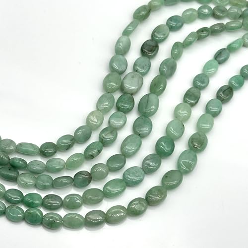 Stone2wear Natural Emerald Beads Smooth Oval 5x4mm-10x8mm | Genuine Green Gemstone 13" Strand | May Birthstone Jewelry Making Supplies DIY Necklace Bracelet
