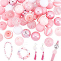 PH PandaHall 50pcs Valentine’s Beads 20mm Pink Bubblegum Beads Acrylic Pen Beads Large Rhinestone Beads Loose Beads for Wedding Garland Breast Cancer Mother Jewelry Bracelet Pen Bag Chain Making - color: Pink