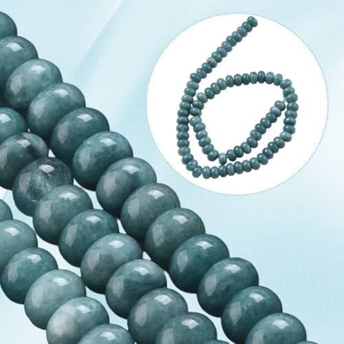 1 Box 148PCS 5x8MM Natural White Jade Beads Strands with Hole Dark Turquoise Abacus Stone Disk Rondelle Gemstone Dyed Flat Loose Spacer Bead for Jewelry Making Bracelets Necklace Diy Crafts - color: Dark Green, size: 148pcs